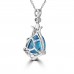6.64 Ct Trillion Shaped Blue Topaz and Round Cut Diamond Pendent In 14 Necklace