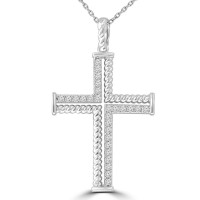 0.37 ct Ladies Round Cut Diamond Cross Pendant Necklace (G Color SI-1 Clarity) in 14 kt White Gold