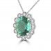 8.37 Ct Oval cut Green Prazolite and Round Cut Diamond Pendent In 14  kt White Gold