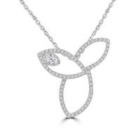 0.43 Ct Ladies Round Cut and Marquise cut Diamond Pendant / Necklace