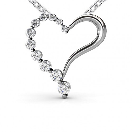 1.00 ct Journeys Heart Love Shape Round Cut Diamond Pendant / Necklace