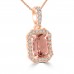 1.26 ct Round Cut Diamond & Cushion Shape Morganite Pendant Necklace (G-H Color SI-2 I-1 Clarity) in 14 kt Rose Gold