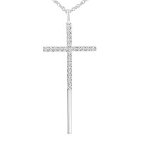 0.29 ct Round Cut Diamond Cross Pendant Necklace (G Color SI-1 Clarity) in 14 kt White Gold with 16 inch Chain