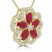 1.79 Ladies Round Cut Diamond and Oval Shape Ruby Pendant Necklace in 14 kt White Gold