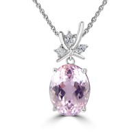 10.56 Ct Oval Shape Pink Kunzite with Marquise and Princess Cut Diamond Pendant
