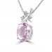 10.56 Ct Oval Shape Pink Kunzite with Marquise and Princess Cut Diamond Pendant