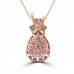 7.45 ct Pear Shape Amethyst & Round Cut Diamond Pendant Necklace in 14 kt Rose Gold