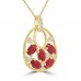 1.55 ct Round Cut Diamond & Oval Shaped Ruby Pendant Necklace in 14k White Gold