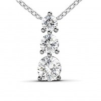0.50 Ct Ladies Three Prong Round Cut Diamond Pendant / Necklace