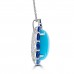 13.18 ct Oval Shaped Turquoise, Tanzanite and Black Diamond Pendant Necklace (G-H Color SI-2 I-1 Clarity) in 14 kt White Gold
