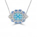 7.42 ct Oval Shaped Turquoise, Tanzanite and Diamonds Pendant Necklace (G-H Color SI-2 I-1 Clarity) in 14 kt White Gold