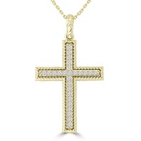 0.45 ct Ladies Round Cut Diamond Cross Pendant Necklace (G Color SI-1 Clarity) in 14 kt Yellow Gold