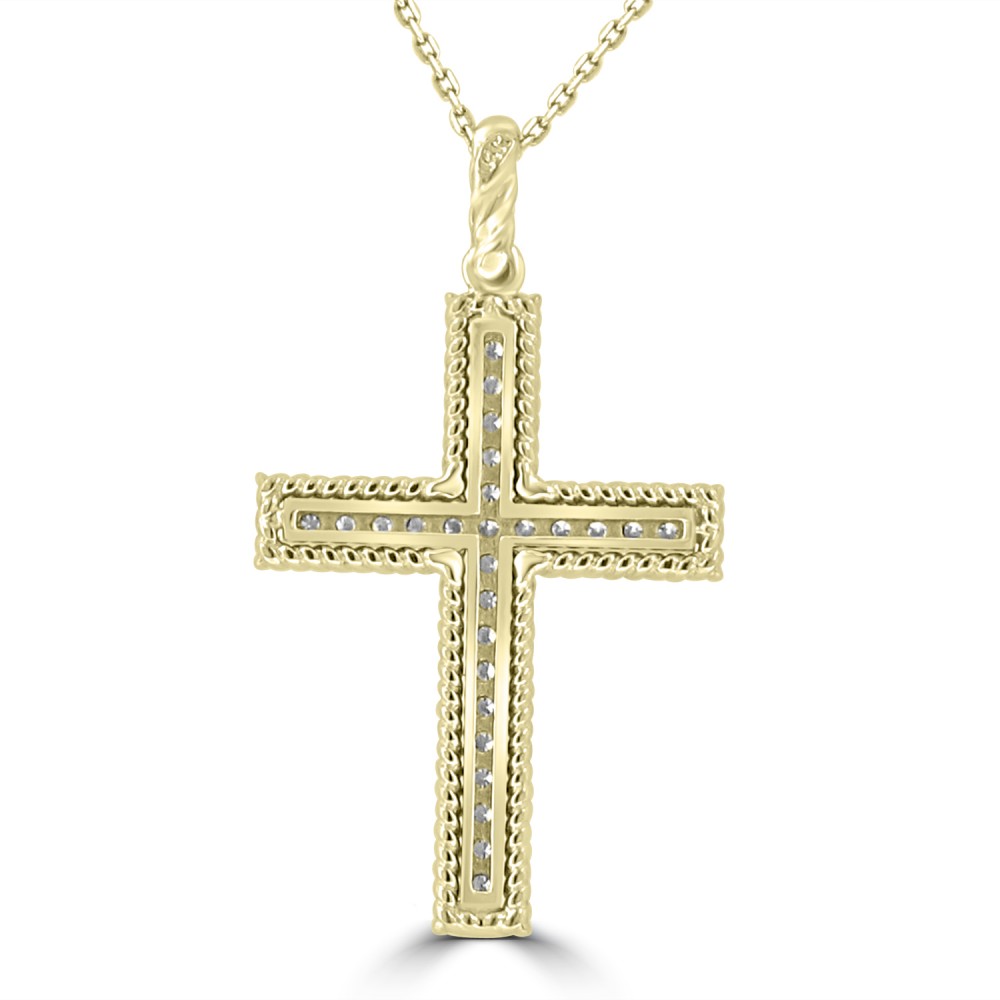 0.45 ct Ladies Round Cut Diamond Cross Pendant Necklace (G Color SI-1 ...