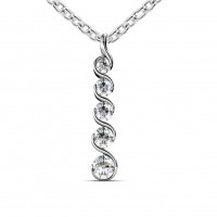 0.60 Ct Ladies Round Cut Diamond Journey Pendant / Necklace