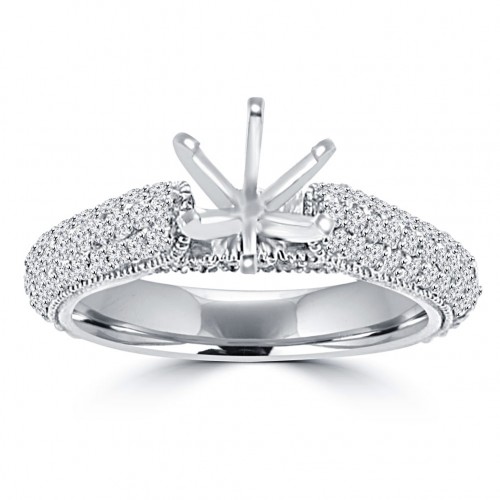 1.25 ct Ladies Round Cut Diamond Semi Mounting Engagement Ring in 14 kt White Gold 1.25 ct Ladies Round Cut Diamond Semi Mounting Engagement Ring in 14 kt White Gold