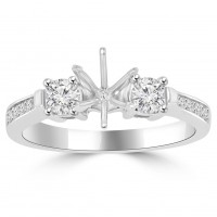 0.62 ct Ladies Round Cut Diamond Semi Mounting Engagement Ring in 14 kt White Gold