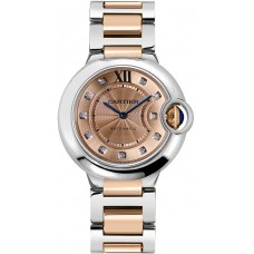 Cartier Ballon Bleu 18k Gold & Steel Diamond Watch WE902054