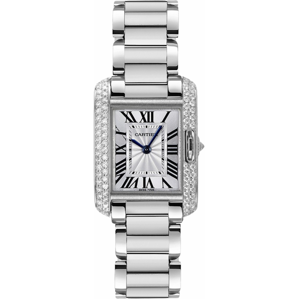 Cartier Tang Anglaise WT100008, 30x23mm, White Gold, Silver Dial