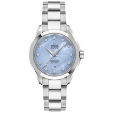 Omega Seamaster Aqua Terra Pearl Blue & Diamond Dial Women's Watch 23110342057002