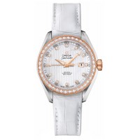 Omega Seamaster Aqua Terra 18k Rose Gold Women's Diamond Watch 23128342055002