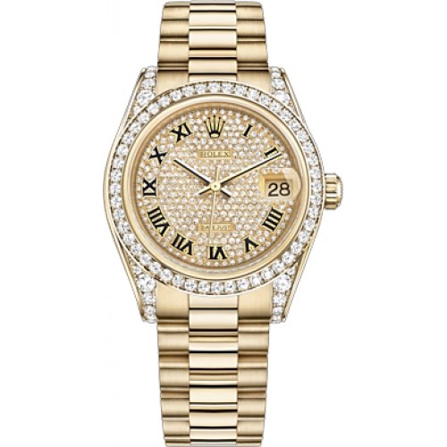 Rolex Datejust 31 Diamond 18k Gold Watch 178158-DIARP