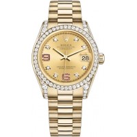 Rolex Datejust 31 Champagne Diamond & Rubies Watch 178158-CHPDRP