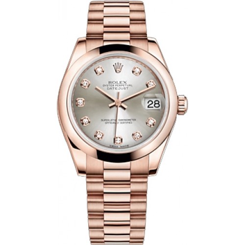 Rolex Datejust 31 18k Rose Gold Watch 178245-SLVDP