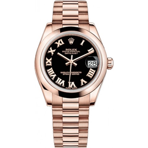 Rolex Datejust 31 Black Dial Gold Watch 178245-BLKRP