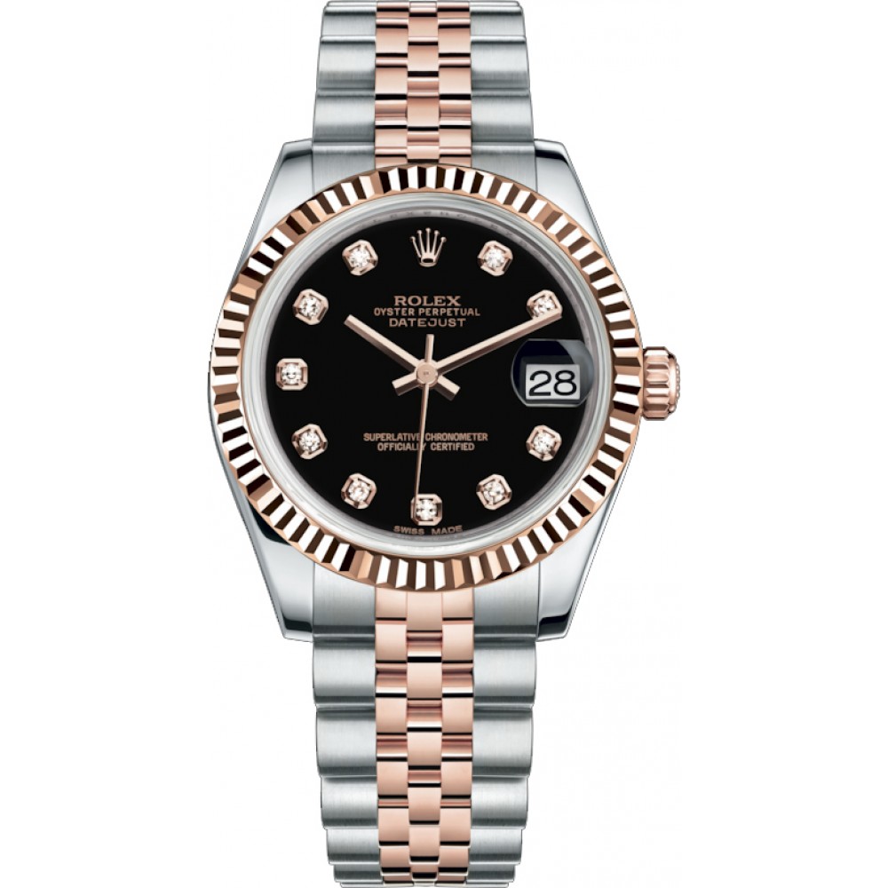 Rolex Datejust 31 Black Diamond Dial Watch 178271-BLKDJ