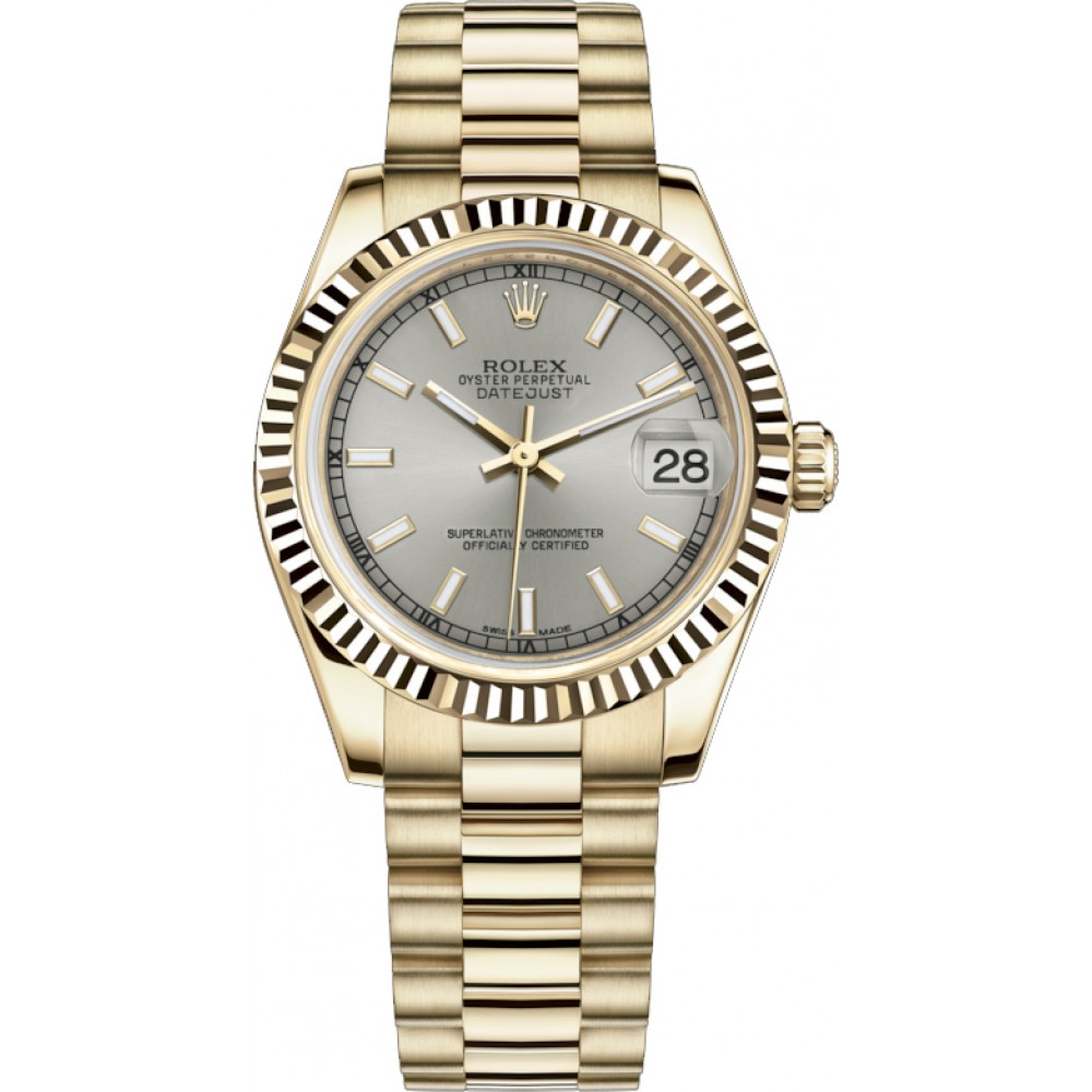 Rolex Datejust 31 Yellow Gold Watch 178278-SLVSP