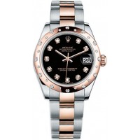 Rolex Datejust 31 Black Diamond Oyster Bracelet Watch 178341-BLKDO