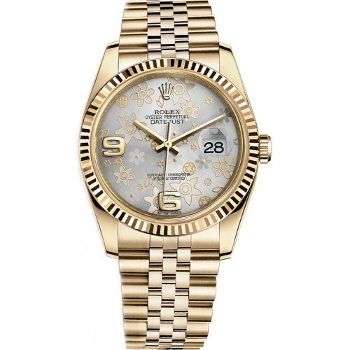 Rolex Datejust 36 Silver Floral Dial Watch 116238-SLVFJ