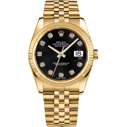 Rolex Datejust 36 Gold Watch 116238-BLKDJ