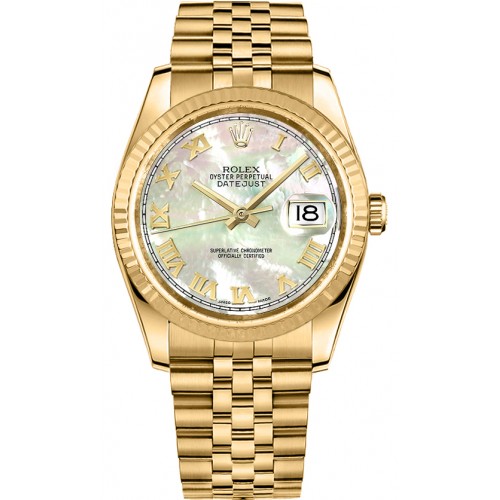 Rolex Datejust 36 Mother of Pearl Gold Watch 116238-MOPRJ