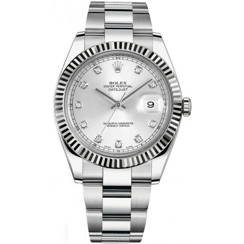 Rolex Datejust 41 Silver Diamond Men's Watch 126334-SLVDO