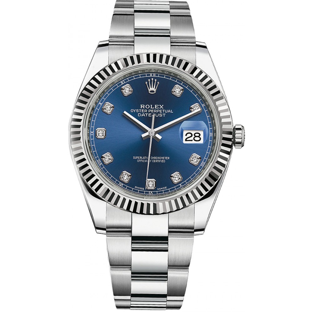 Rolex Datejust 41 Blue Diamond Dial Watch 126334-BLUDO