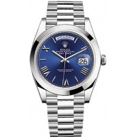 Rolex Day-Date 40 Men's Platinum Blue Dial Watch 