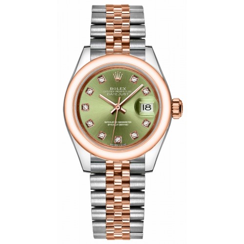 Rolex Lady-Datejust 28 Green Diamond Dial Watch 279161-GRNDJ