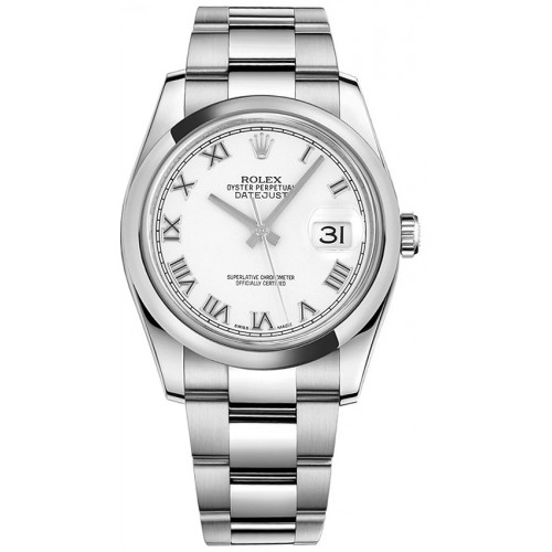 Rolex Datejust 36 White Roman Numeral Watch 116200-WHTRDO