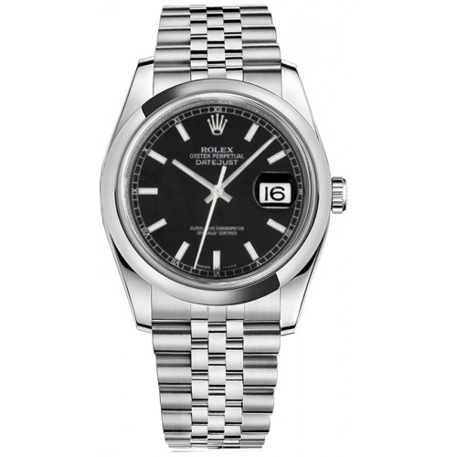 Rolex Datejust 36 Black Dial Jubilee Bracelet Watch 116200-BLKSDJ
