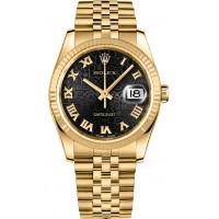 Rolex Datejust 36 Black Dial Gold Watch 116238-BLKJRJ