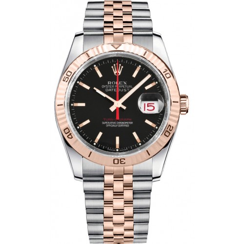 Rolex Datejust 36 Men's Rose Gold & Steel Watch 116261-BLKSJ