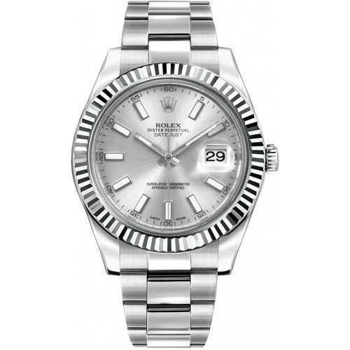 Rolex Datejust II 41 Automatic White Gold Bezel Watch 116334-SLVSFO