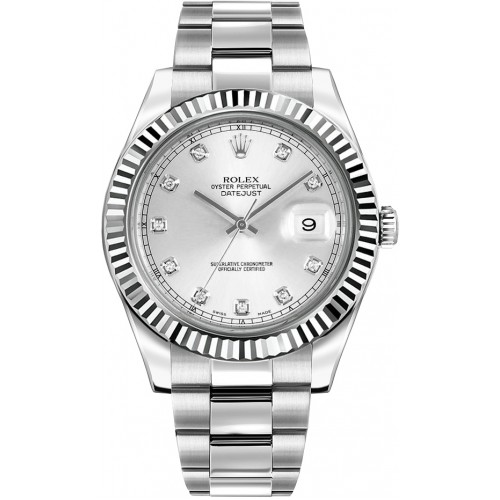 Rolex Datejust II 41 Silver Diamond Dial Men's Watch 116334-SLVDO Rolex Datejust II 41 Silver Diamond Dial Men's Watch 116334-SLVDO