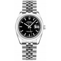 Rolex Datejust 31 Black Dial Domed Bezel Watch 