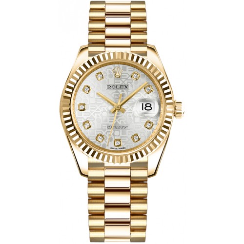 Rolex Datejust 31 Silver Jubilee Diamond Gold Watch 178278-SLVJDP