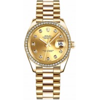 Rolex Datejust 31 Champagne Diamond Gold Watch 178278-CHPDP