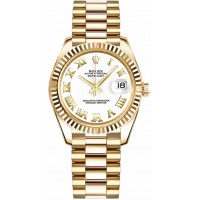 Rolex Datejust 31 White Roman Numeral Gold Watch 178278-WHTRP