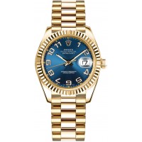 Rolex Datejust 31 Blue Dial Solid Gold Watch 178278-BLUCAP