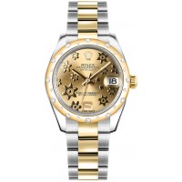 Rolex Datejust 31 Champagne Floral Diamond Watch 178343-CHPFMO